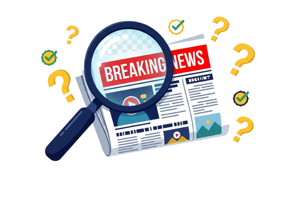 Magnifying glass examining a newspaper